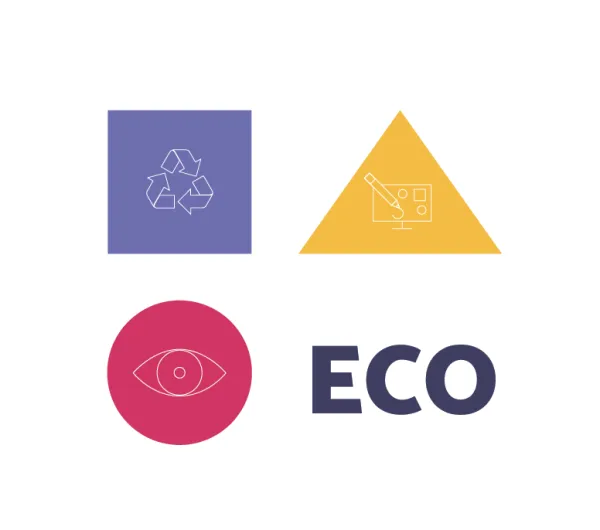 Illustration representing accessibility, eco-design, and ethical design.